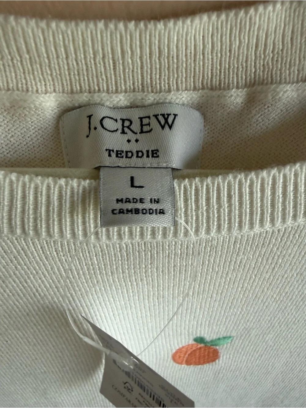 J.Crew Cream Knit Crewneck with Small Fruit